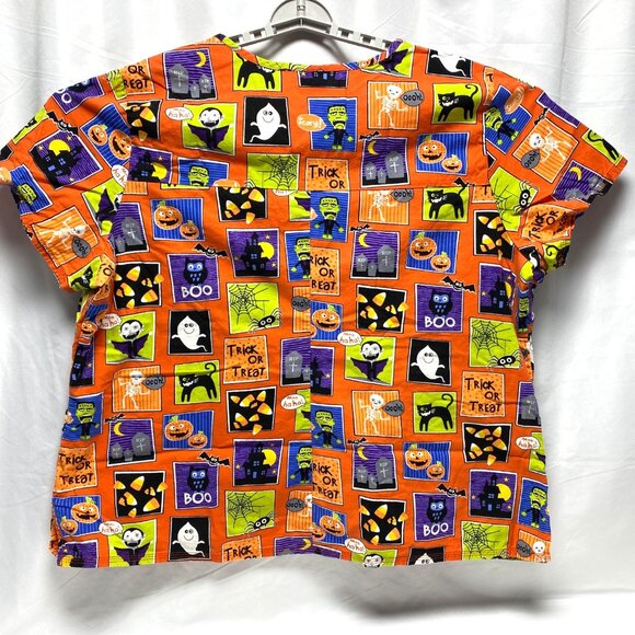 Halloween-Themed ScrubStar 3X/3XG V-Neck Cotton Scrub Top With Pockets - Picture 11 of 14